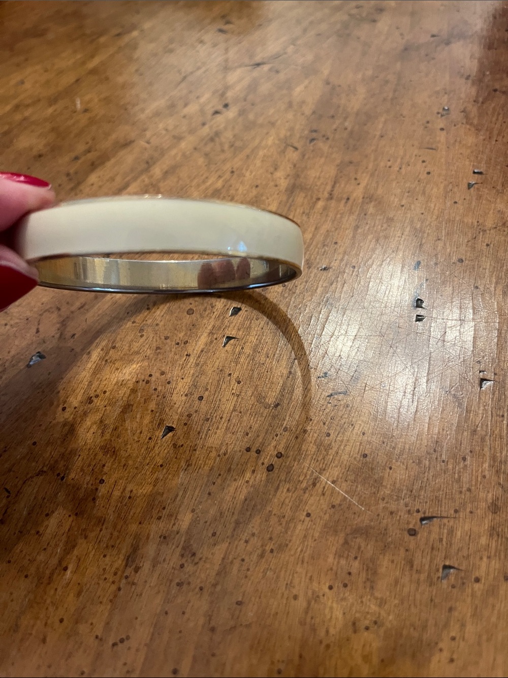 Jcrew Gold Toned Bangle with Cream inlay